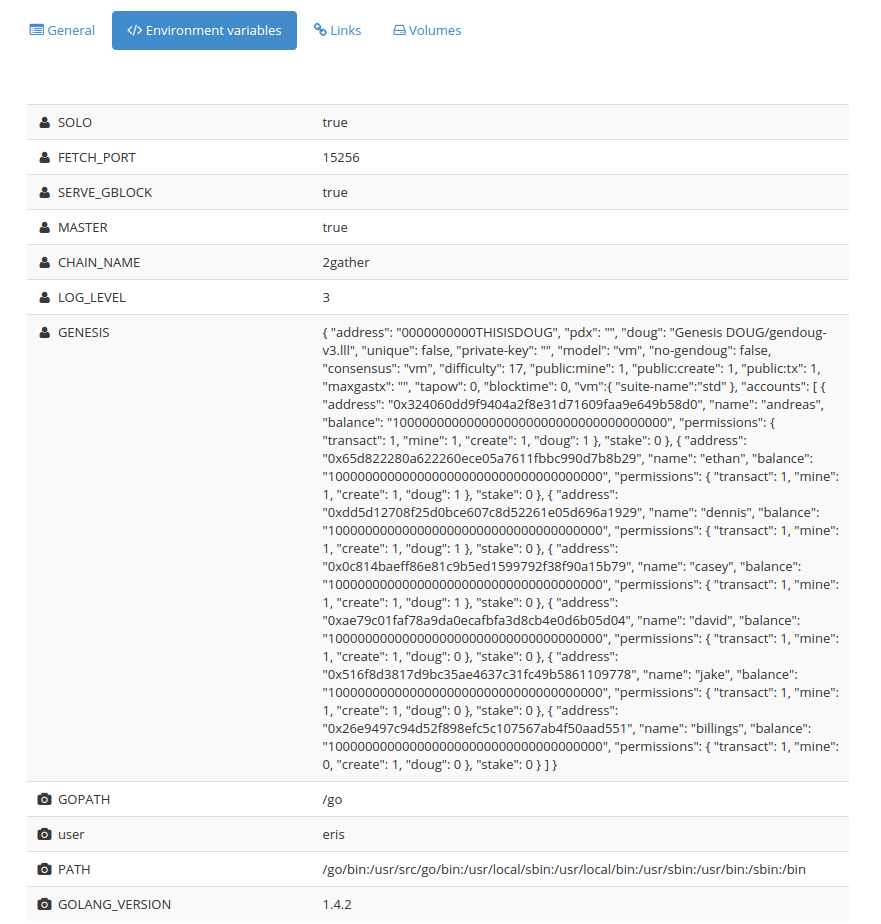 Genesis Config Environment variables